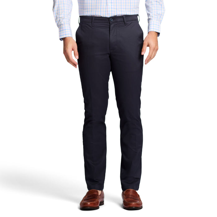 izod PERFORMANCE FLAT FRONT CHINO PANTS - NAVY