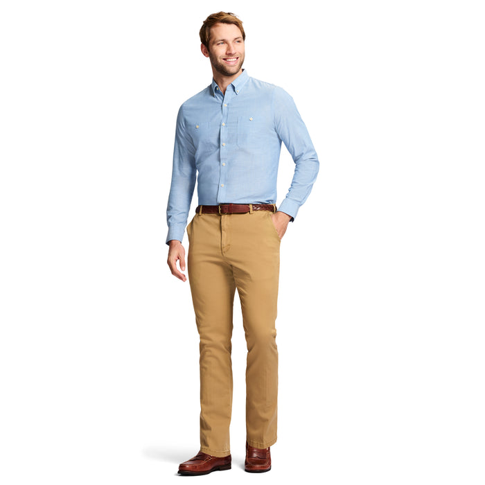Izod SALTWATER FLAT FRONT CHINO PANT - COGNAC