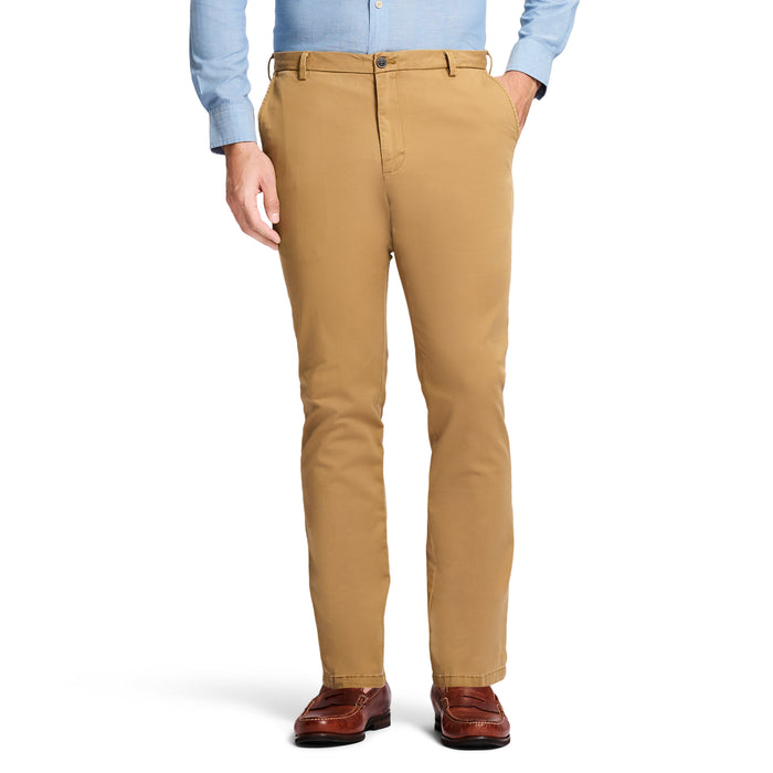 izod SALTWATER FLAT FRONT CHINO PANT - COGNAC