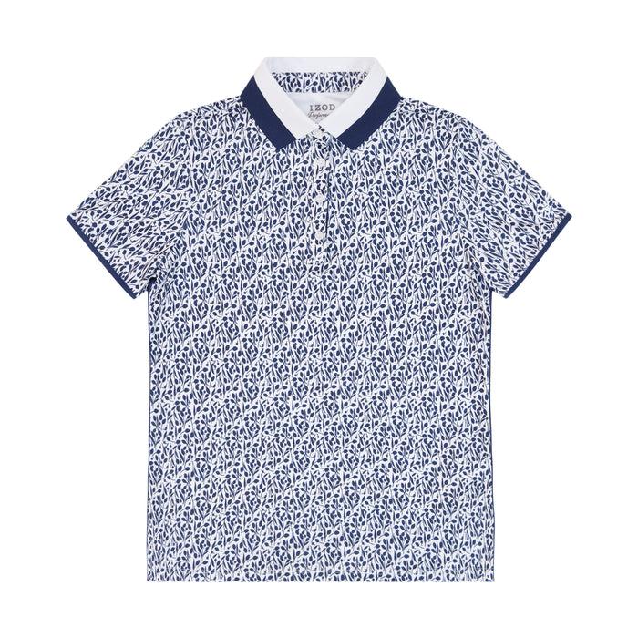 Izod STELLA PRINTED SHORT-SLEEVE POLO - BRIGHT WHITE