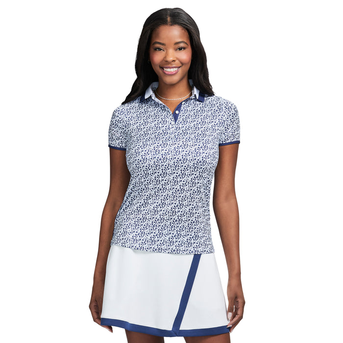 izod STELLA PRINTED SHORT-SLEEVE POLO - BRIGHT WHITE