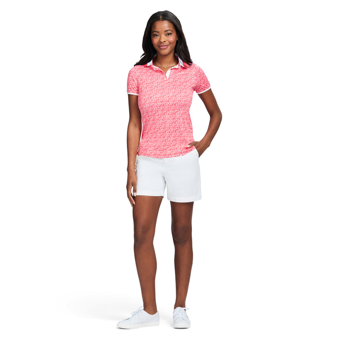 Izod STELLA PRINTED SHORT-SLEEVE POLO - CAYENNE