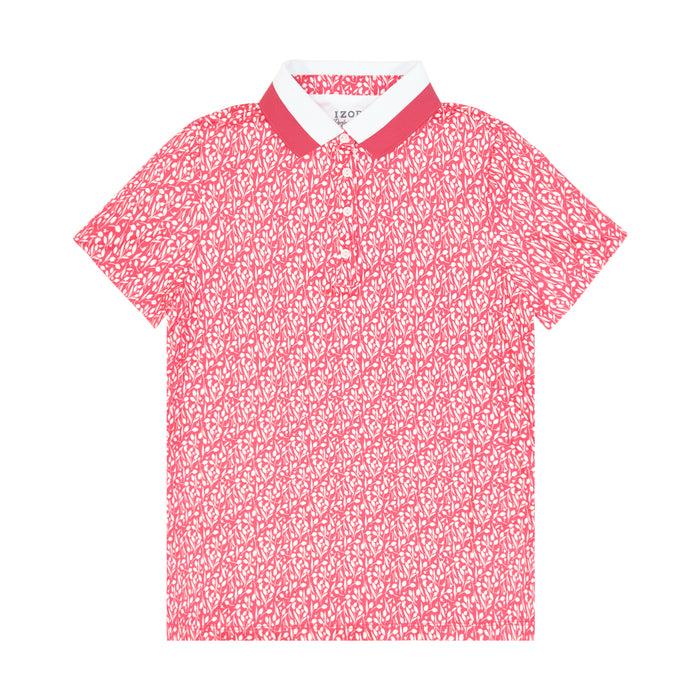 Izod STELLA PRINTED SHORT-SLEEVE POLO - CAYENNE