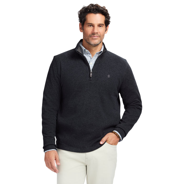 izod SWEATER FLEECE QUARTER ZIP - BLACK