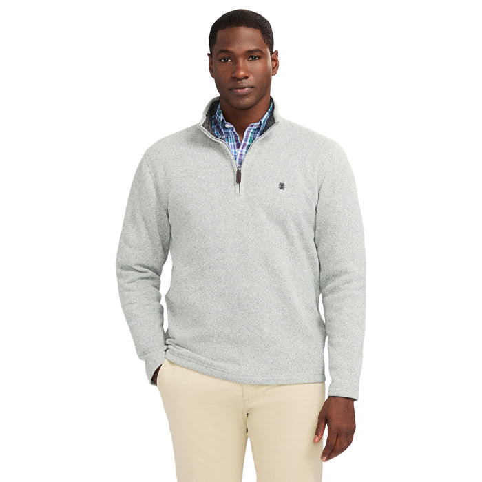 izod SWEATER FLEECE QUARTER ZIP - LT GREY HTHR