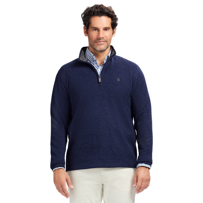 izod SWEATER FLEECE QUARTER ZIP - NAVY BLAZER