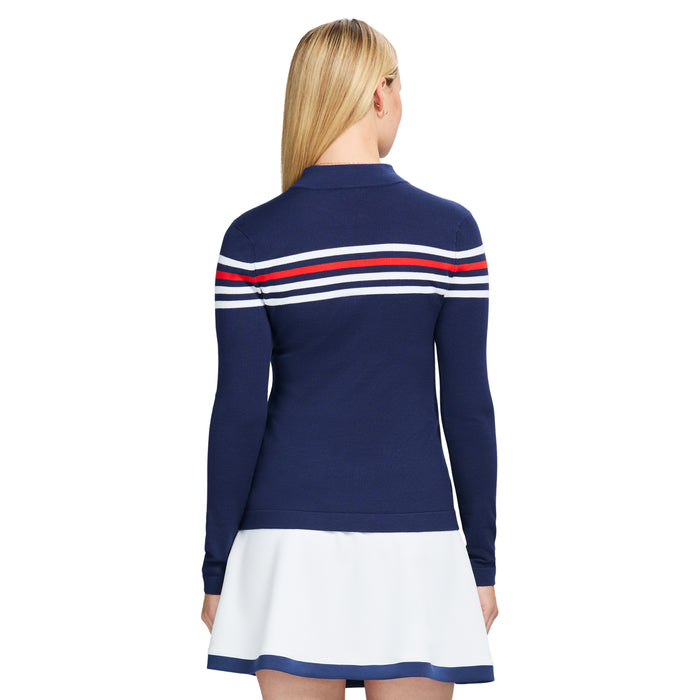 Izod ZOEY STRIPED ¼ ZIP PULLOVER - MEDIEVAL BLUE
