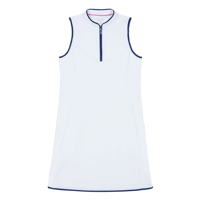 Izod L'ACEY PERFORMANCE STRETCH ZIP ATHLETIC DRESS - BRIGHT WHITE