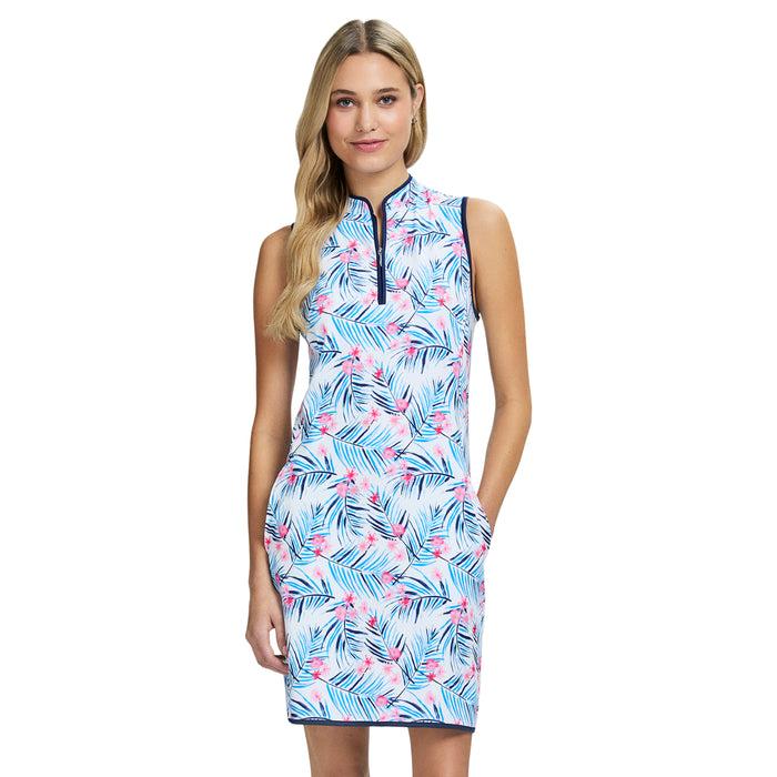 izod LOLA PERFORMANCE STRETCH ZIP ATHLETIC DRESS - BRIGHT WHITE