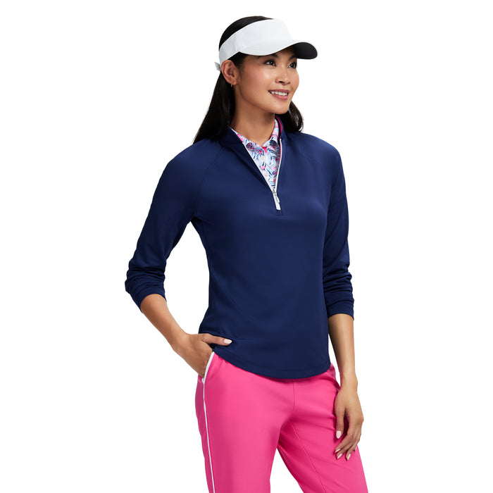 Izod PALOMA PERFORMANCE STRETCH LONG SLEEVE 1/4 ZIP PULLOVER - MEDIEVAL BLUE