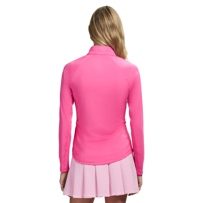 Izod PALOMA PERFORMANCE STRETCH LONG SLEEVE 1/4 ZIP PULLOVER - HOT PINK