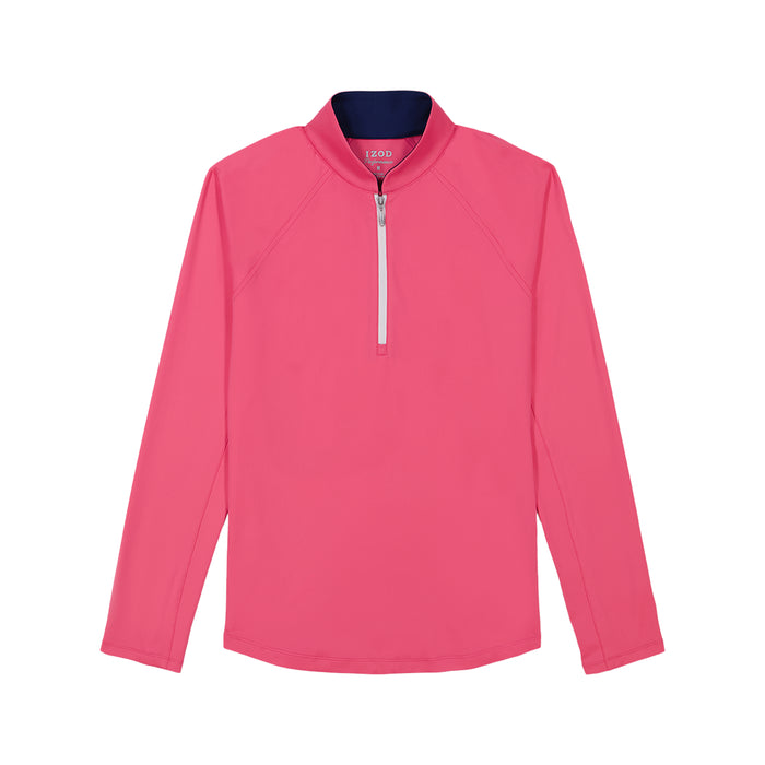 Izod PALOMA PERFORMANCE STRETCH LONG SLEEVE 1/4 ZIP PULLOVER - HOT PINK