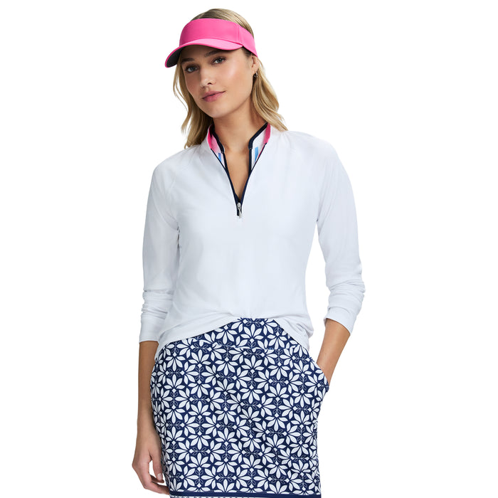 izod PALOMA PERFORMANCE STRETCH LONG SLEEVE 1/4 ZIP PULLOVER - BRIGHT WHITE