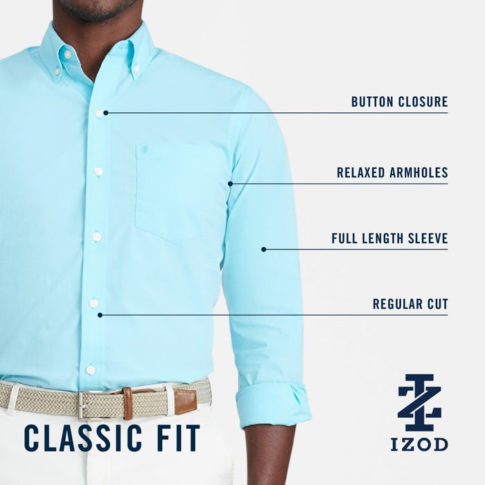 Izod PERFORMANCE COMFORT LONG SLEEVE BUTTON DOWN SHIRT - GOLDEN CREAM