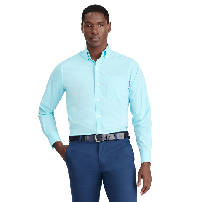 izod PERFORMANCE COMFORT LONG SLEEVE BUTTON DOWN SHIRT - BLUE RADIANCE