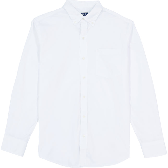 Izod PERFORMANCE COMFORT LONG SLEEVE BUTTON DOWN SHIRT - BRIGHT WHITE