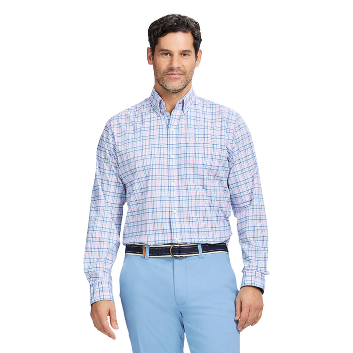 izod PERFORMANCE COMFORT LONG SLEEVE PLAID BUTTON DOWN SHIRT - FAIRY TALE