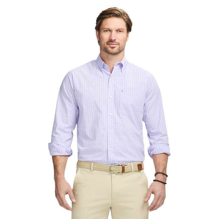 izod PERFORMANCE COMFORT LONG SLEEVE PLAID BUTTON DOWN SHIRT - VIOLA