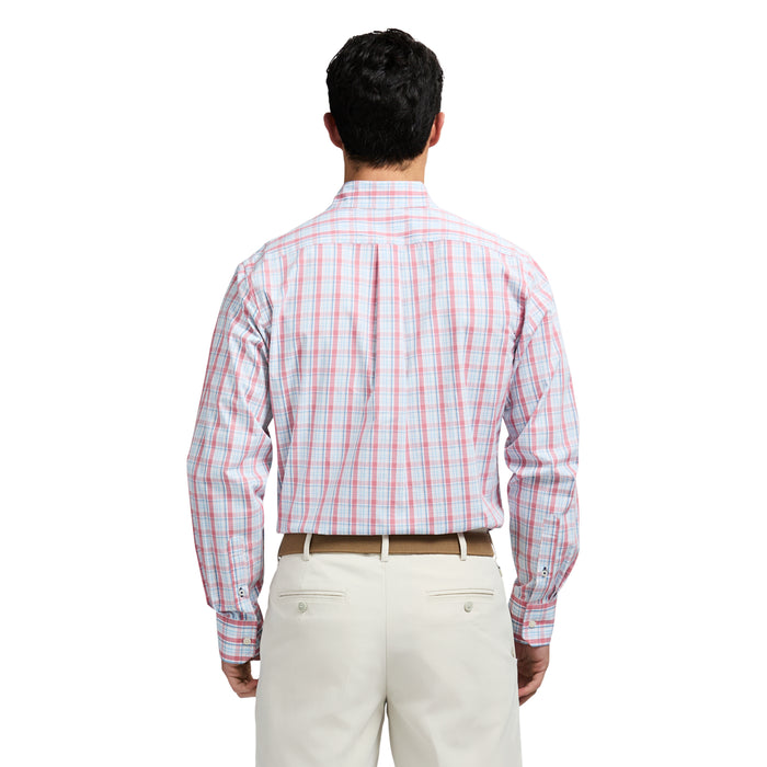 Izod PERFORMANCE COMFORT LONG SLEEVE PLAID BUTTON DOWN SHIRT - MAUVEGLOW
