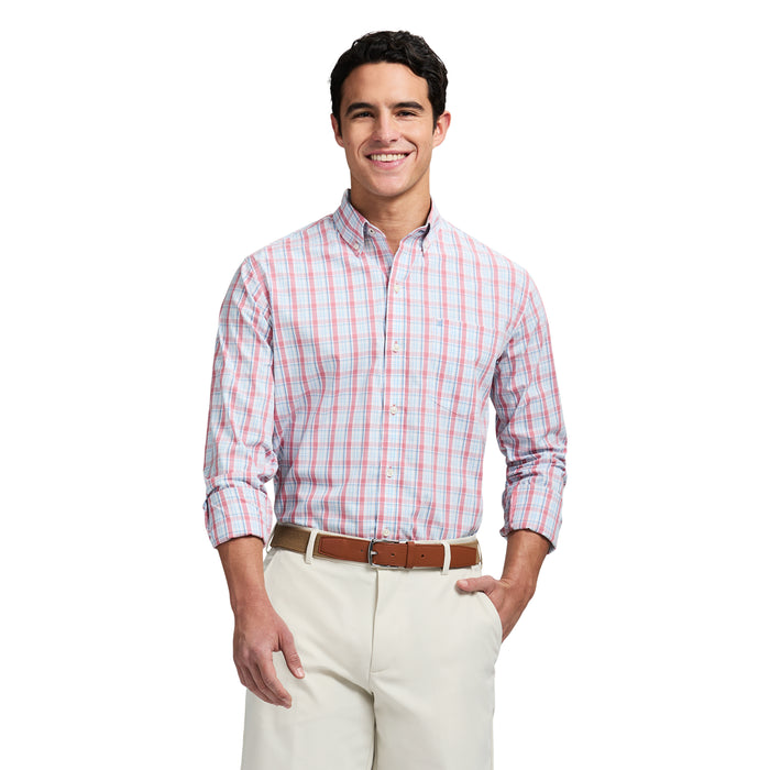izod PERFORMANCE COMFORT LONG SLEEVE PLAID BUTTON DOWN SHIRT - MAUVEGLOW