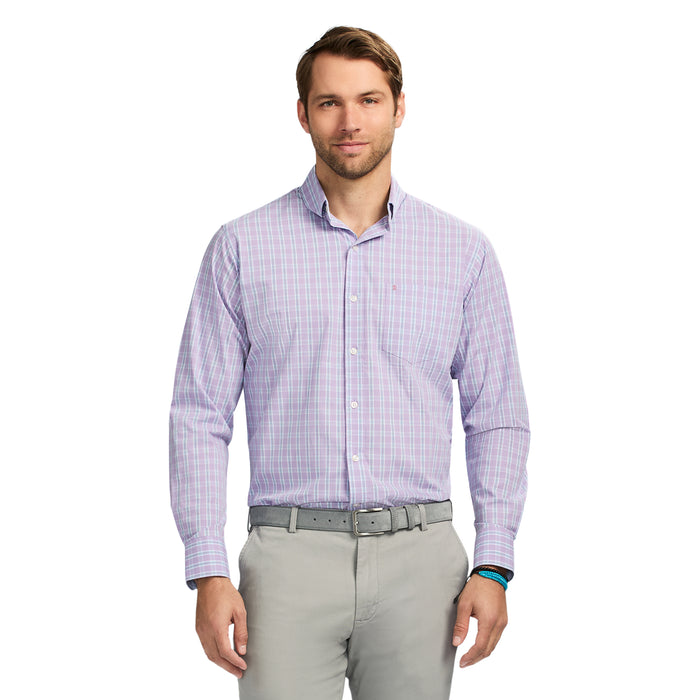izod PERFORMANCE COMFORT LONG SLEEVE PLAID BUTTON DOWN SHIRT - VIOLA