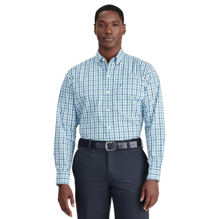 izod PERFORMANCE COMFORT LONG SLEEVE PLAID BUTTON DOWN SHIRT - DEEP SEA