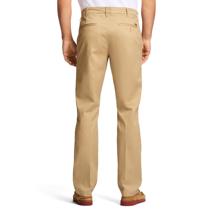 Izod PERFORMANCE FLAT FRONT CHINO PANTS - CEDARWOOD KHAKI
