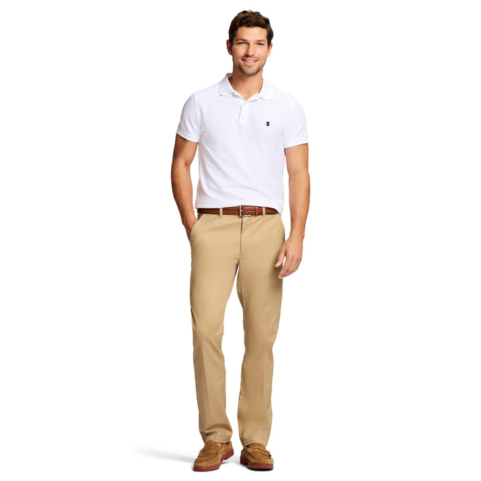 Izod PERFORMANCE FLAT FRONT CHINO PANTS - CEDARWOOD KHAKI