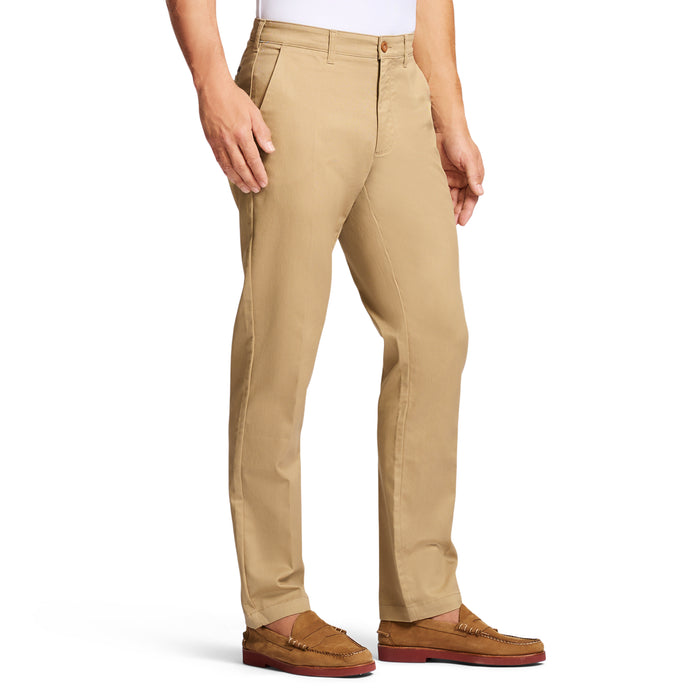 Izod PERFORMANCE FLAT FRONT CHINO PANTS - CEDARWOOD KHAKI