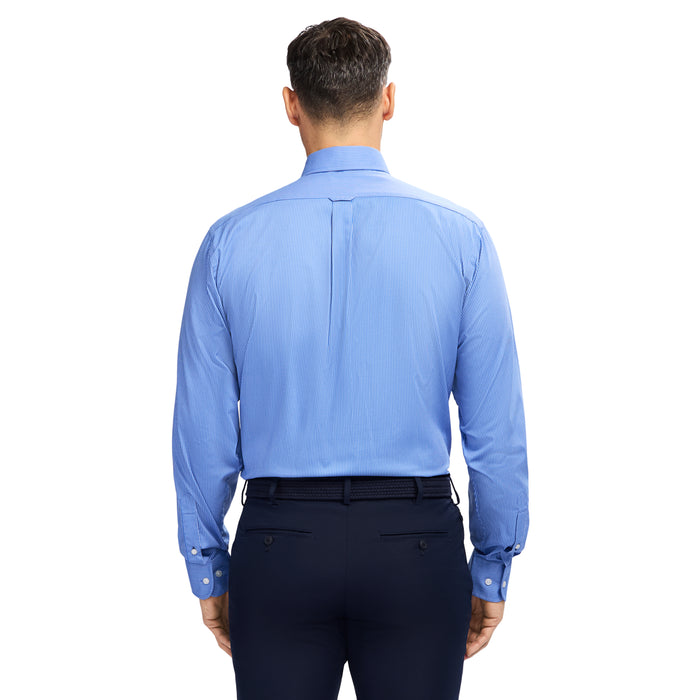 Izod PINPOINT OXFORD BUTTON DOWN DRESS SHIRT - BLUE JASPER