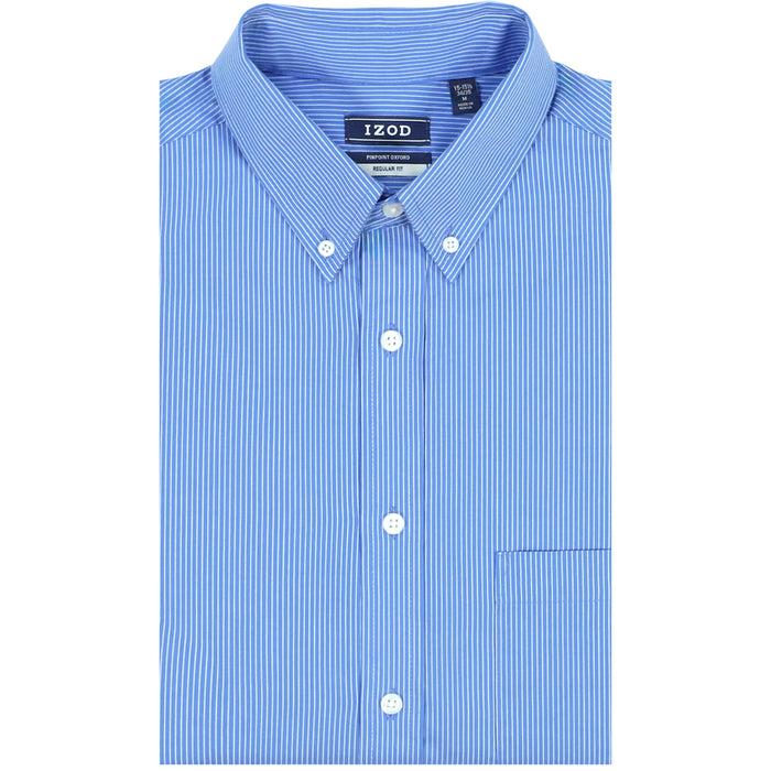 Izod PINPOINT OXFORD BUTTON DOWN DRESS SHIRT - BLUE JASPER