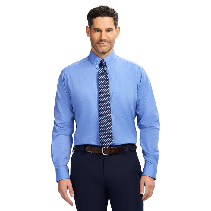 izod PINPOINT OXFORD BUTTON DOWN DRESS SHIRT - BLUE JASPER