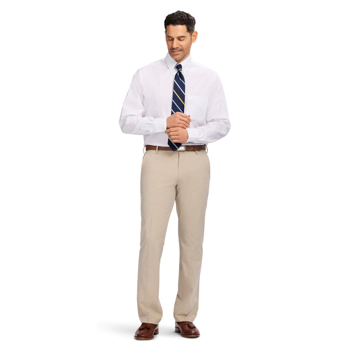 Izod PINPOINT OXFORD BUTTON DOWN DRESS SHIRT - BRIGHT WHITE