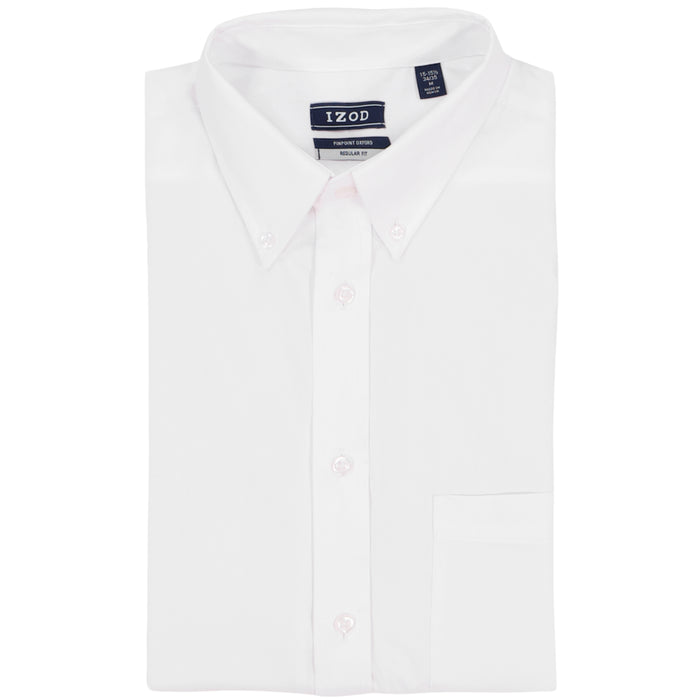 Izod PINPOINT OXFORD BUTTON DOWN DRESS SHIRT - BRIGHT WHITE