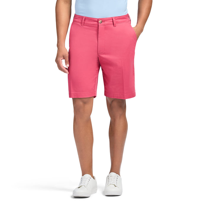 izod SALTWATER 9.5" FLAT FRONT CHINO SHORT - HOLLY BERRY