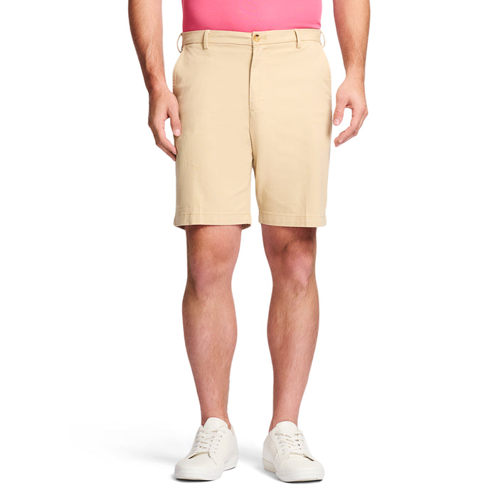 izod SALTWATER 9.5" FLAT FRONT CHINO SHORT - PALE KHAKI