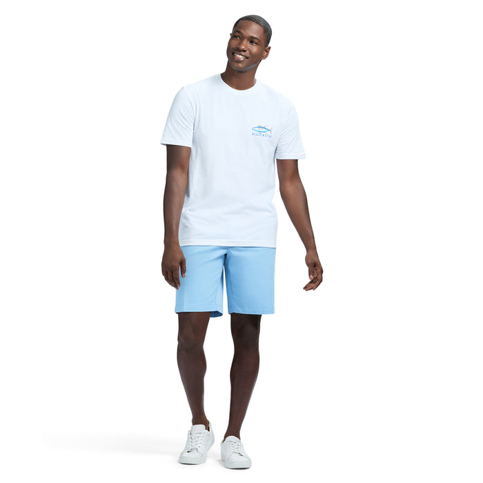 Izod SALTWATER 9.5" FLAT FRONT CHINO SHORT - PLACID BLUE