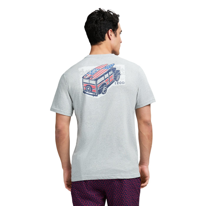 Izod SALTWATER SHORT SLEEVE GRAPHIC TEE - LT GREY HTHR