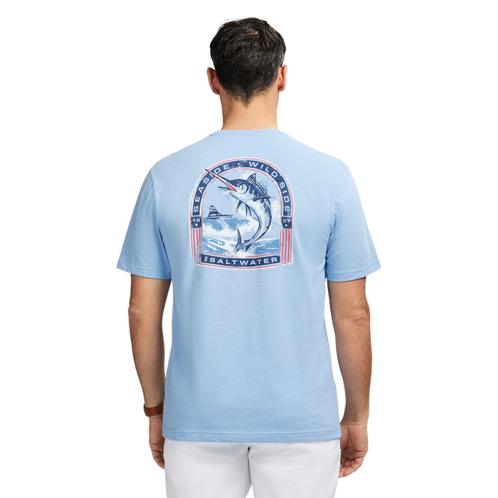 Izod SALTWATER SHORT SLEEVE GRAPHIC TEE - PLACID BLUE