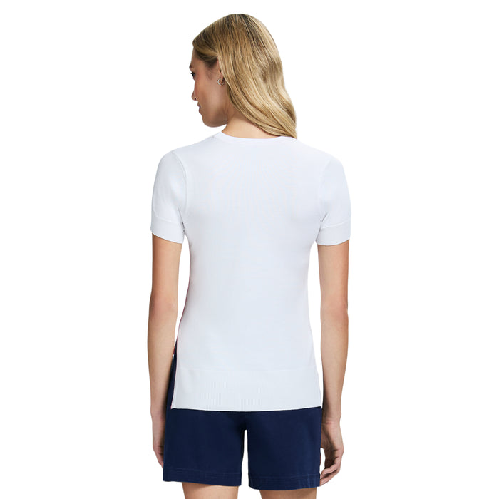 Izod SKYLAR PERFORMANCE STRETCH SHORT-SLEEVE SWEATER - BRIGHT WHITE