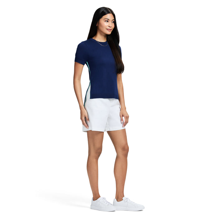 Izod SKYLAR PERFORMANCE STRETCH SHORT-SLEEVE SWEATER - MEDIEVAL BLUE