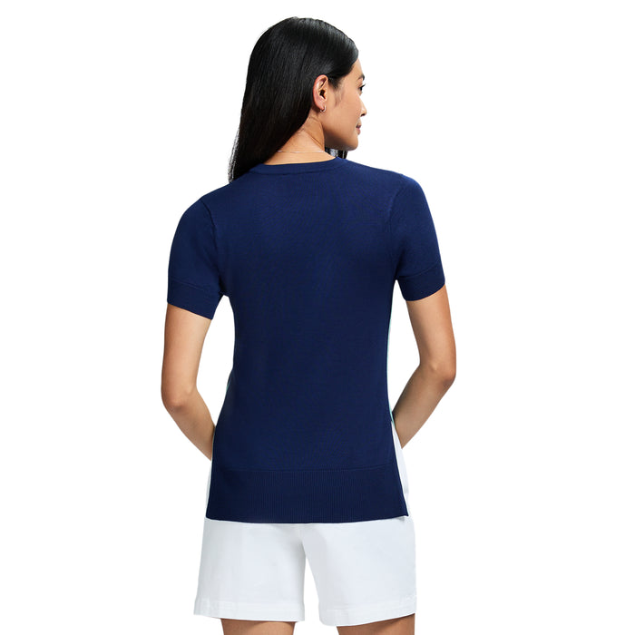 Izod SKYLAR PERFORMANCE STRETCH SHORT-SLEEVE SWEATER - MEDIEVAL BLUE