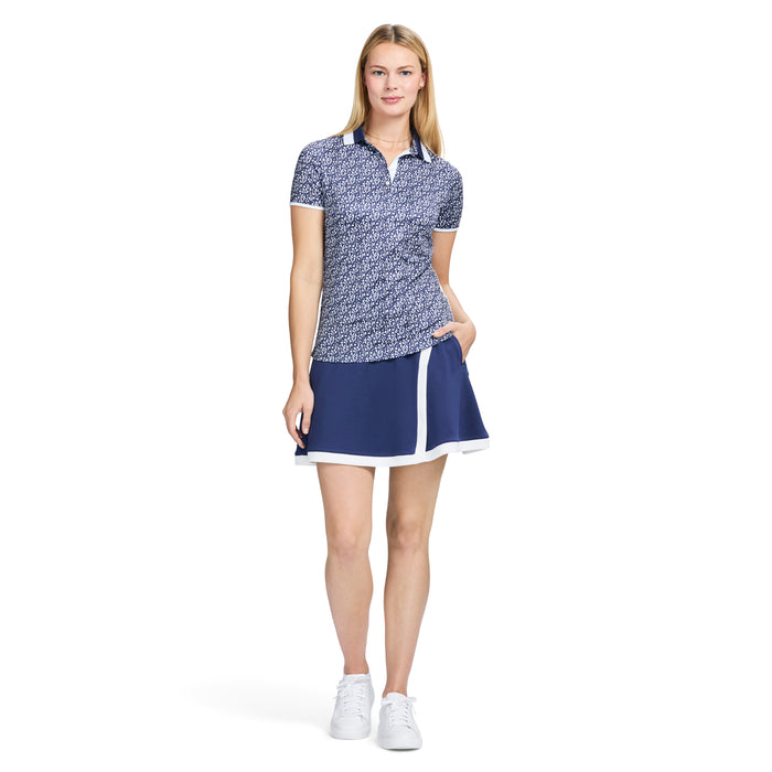 Izod STELLA PRINTED SHORT-SLEEVE POLO - MEDIEVAL BLUE