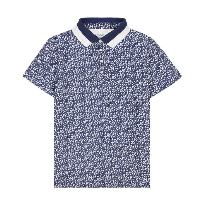Izod STELLA PRINTED SHORT-SLEEVE POLO - MEDIEVAL BLUE