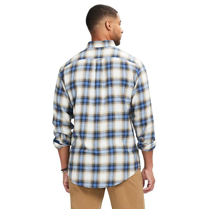 Izod STRATTON FLANNEL LONG-SLEEVE BUTTON-DOWN SHIRT - BIJOU BLUE