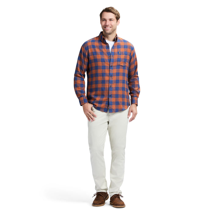 Izod STRATTON FLANNEL LONG-SLEEVE BUTTON-DOWN SHIRT - GINGER BREAD