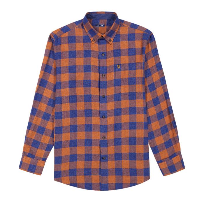 Izod STRATTON FLANNEL LONG-SLEEVE BUTTON-DOWN SHIRT - GINGER BREAD