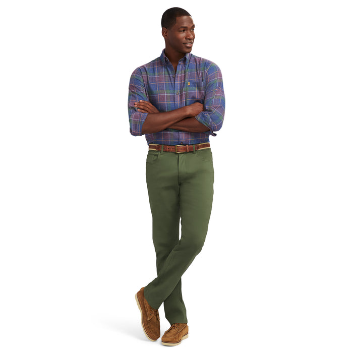 Izod STRATTON FLANNEL LONG-SLEEVE BUTTON-DOWN SHIRT - PLUM PERFECT