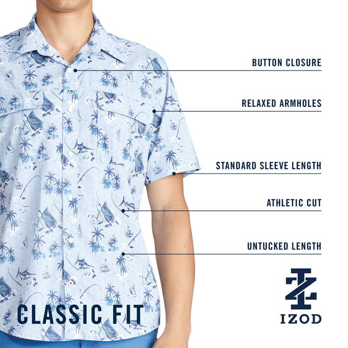 Izod SUNSHIELD PERFORMANCE SHORT SLEEVE PRINTED SHIRT - RIVIERA