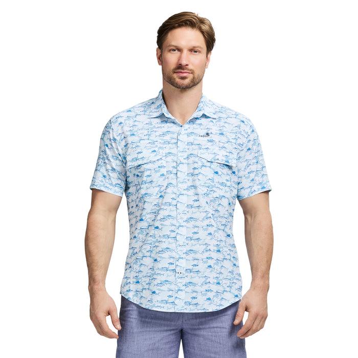 Izod SUNSHIELD PERFORMANCE SHORT SLEEVE PRINTED SHIRT - RIVIERA